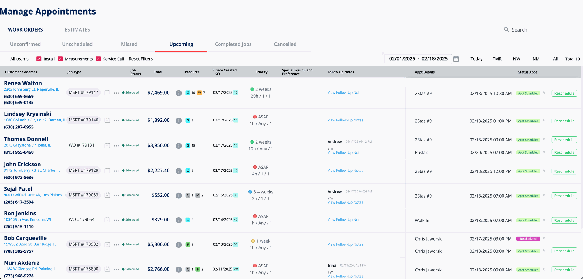 Custom software solutaion developed by VaynerSystems for Apex Window Werks - Dashboard